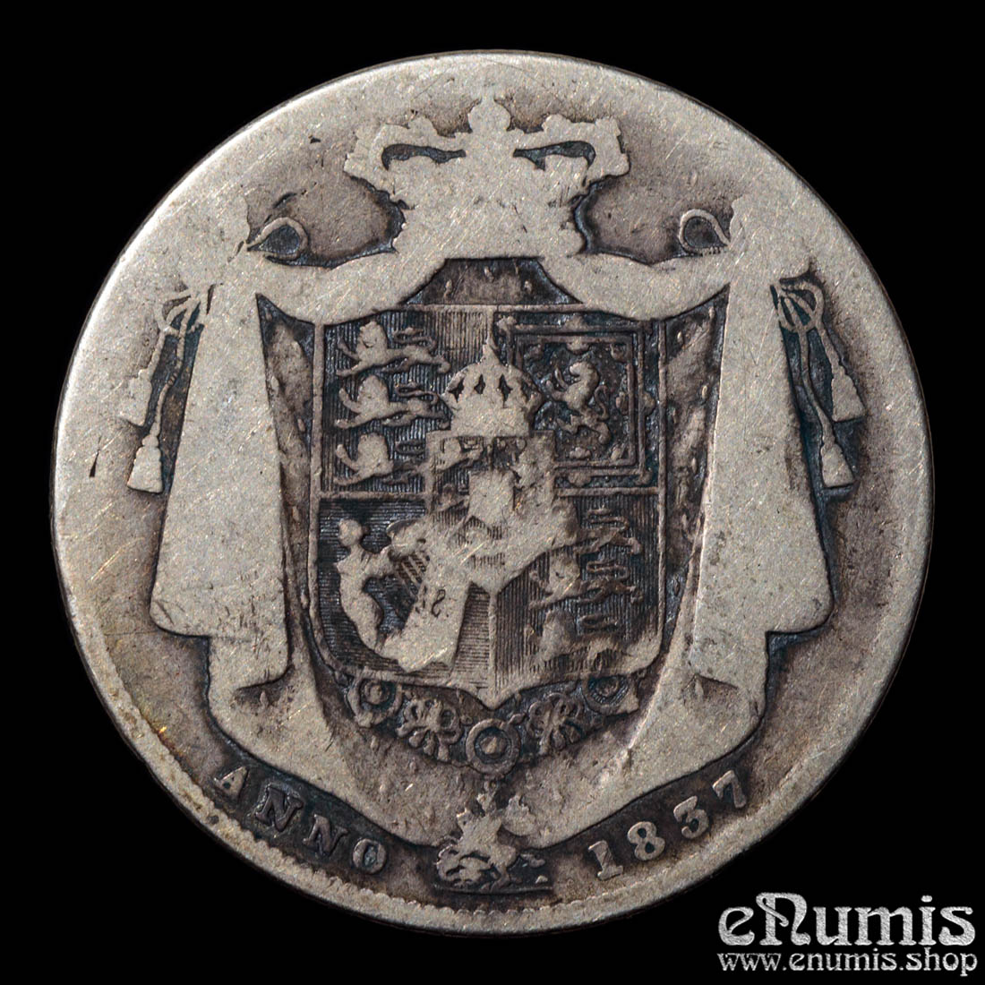 Great Britain, William IV, Halfcrown 1837, Scarce date, Fine