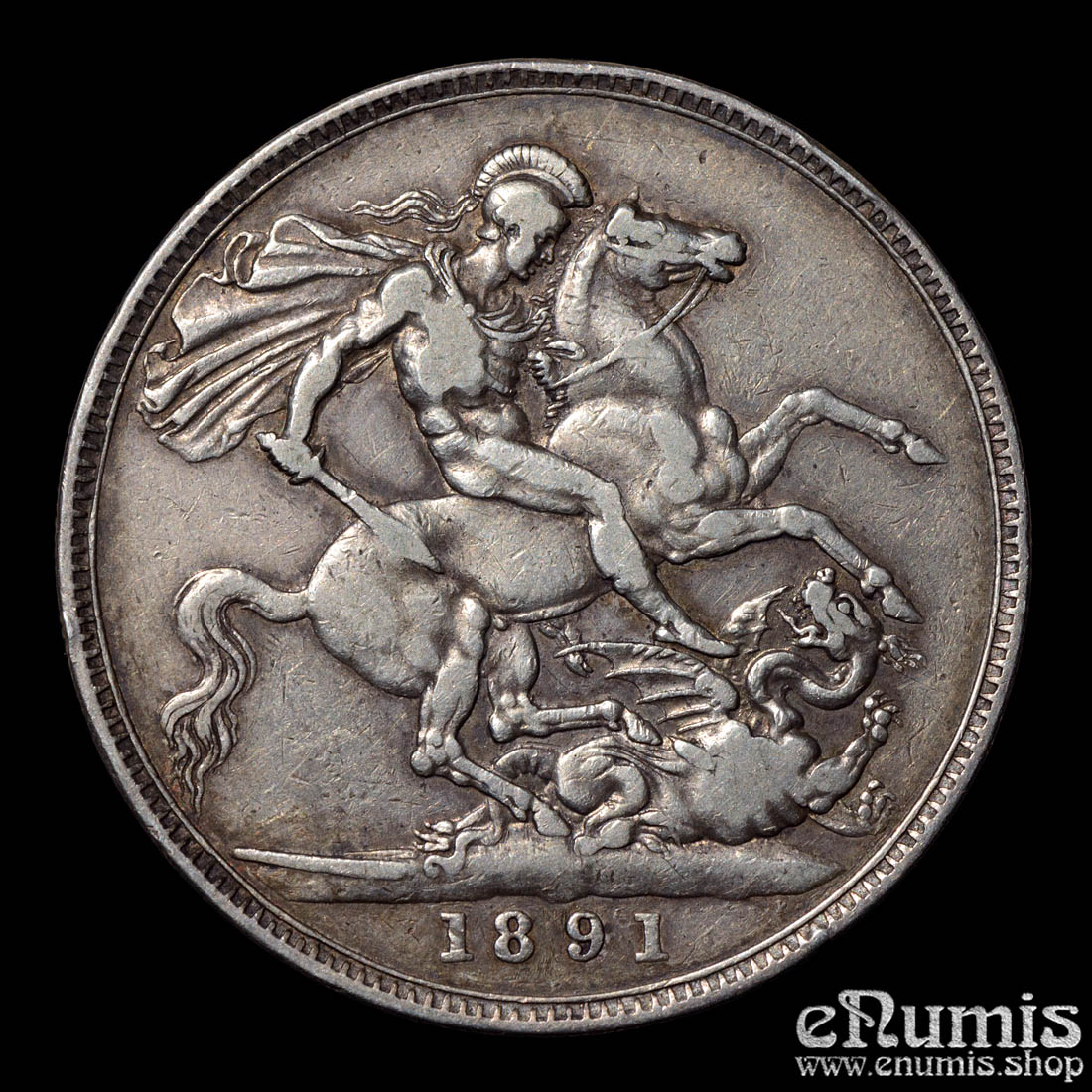 Great Britain, Victoria, Crown 1891, better date, VF-XF