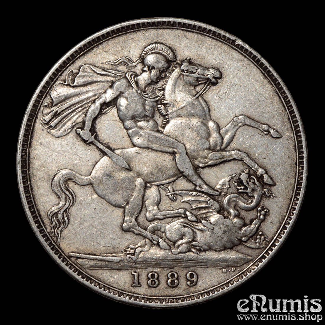 Great Britain, Victoria, Crown 1889, ground forms lines variety, VF+