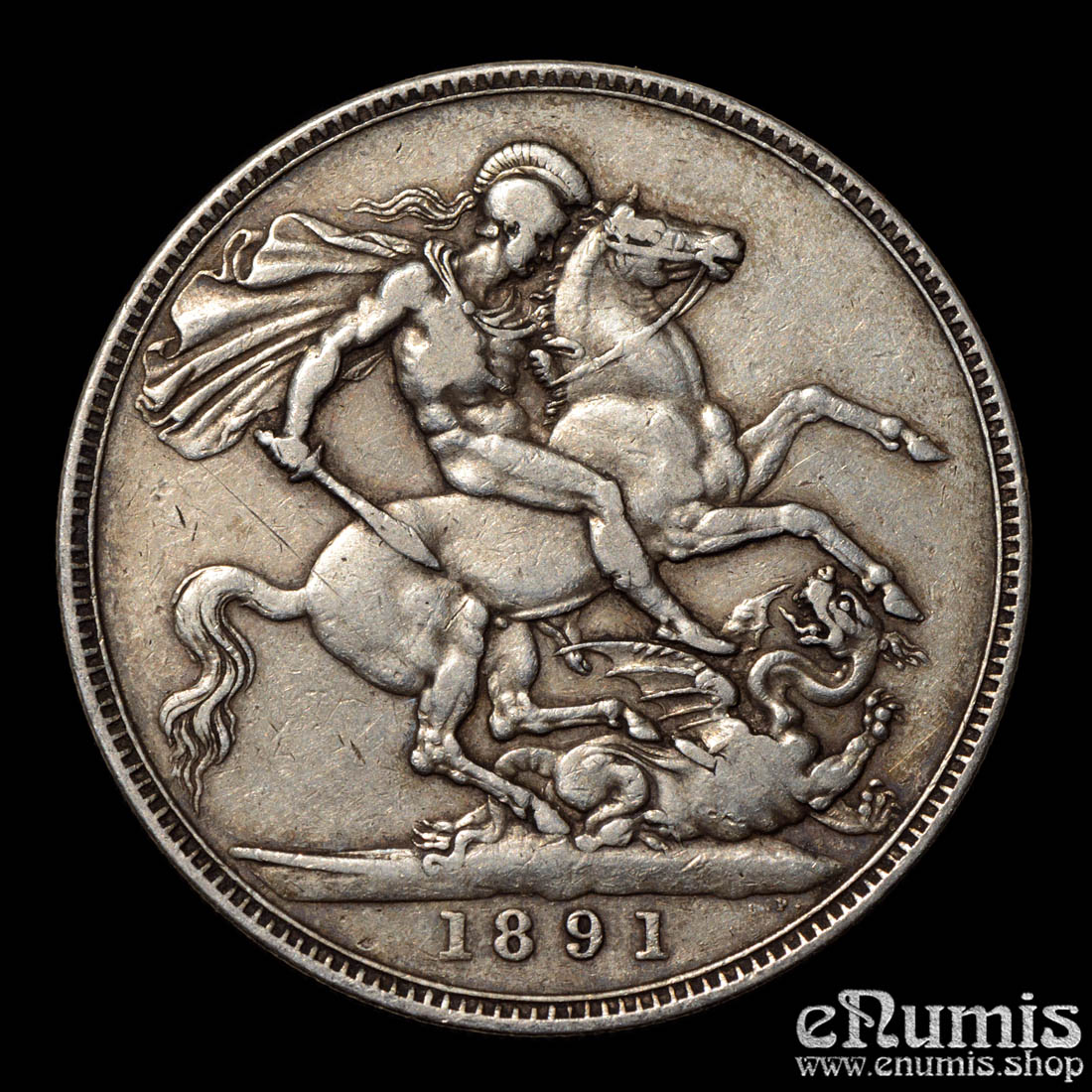 Great Britain, Victoria, Crown 1891, better date, VF-XF Great Britain, Victoria, Crown 1891, better date, VF-XF