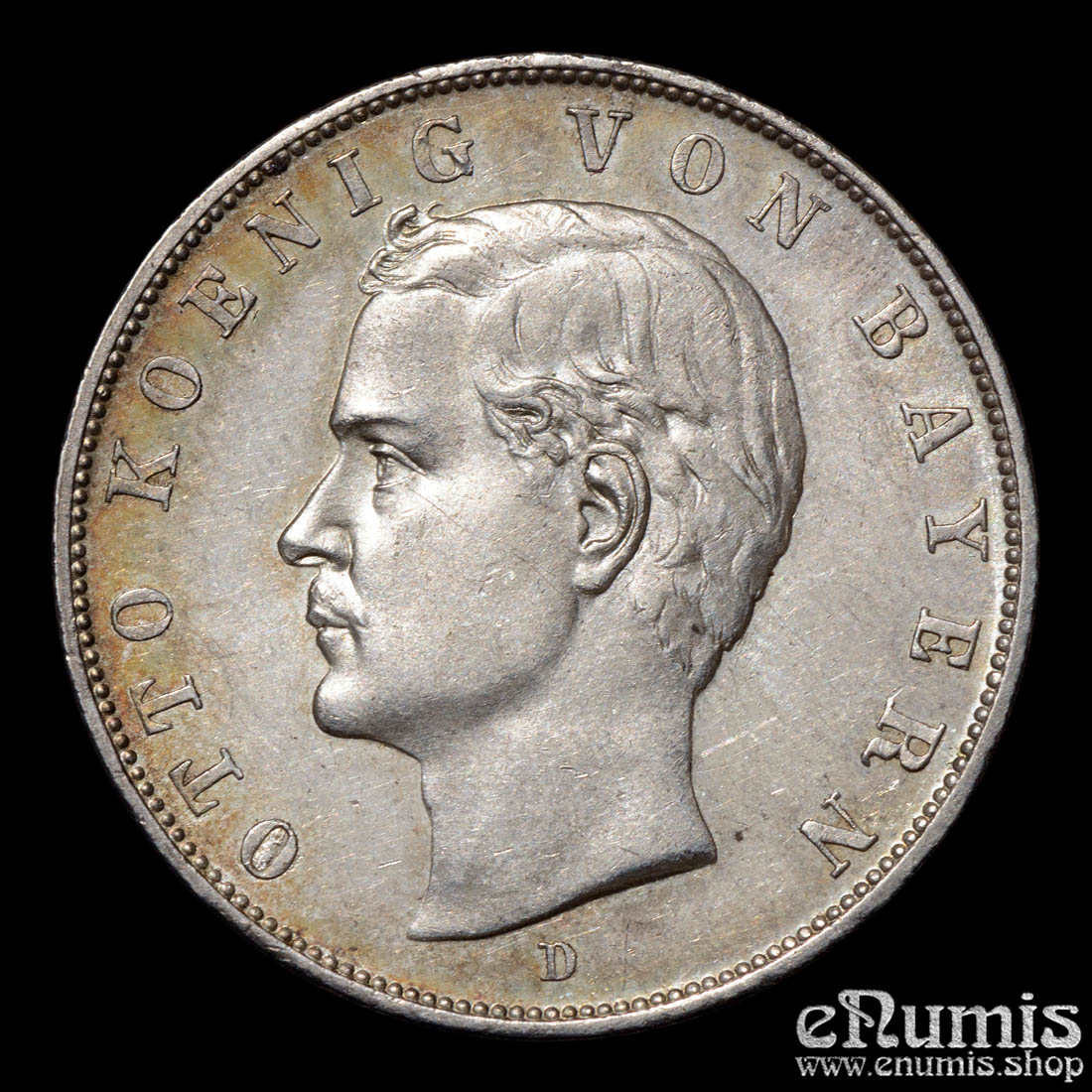 Germany, Bavaria, Otto, 3 Mark 1908, aUNC
