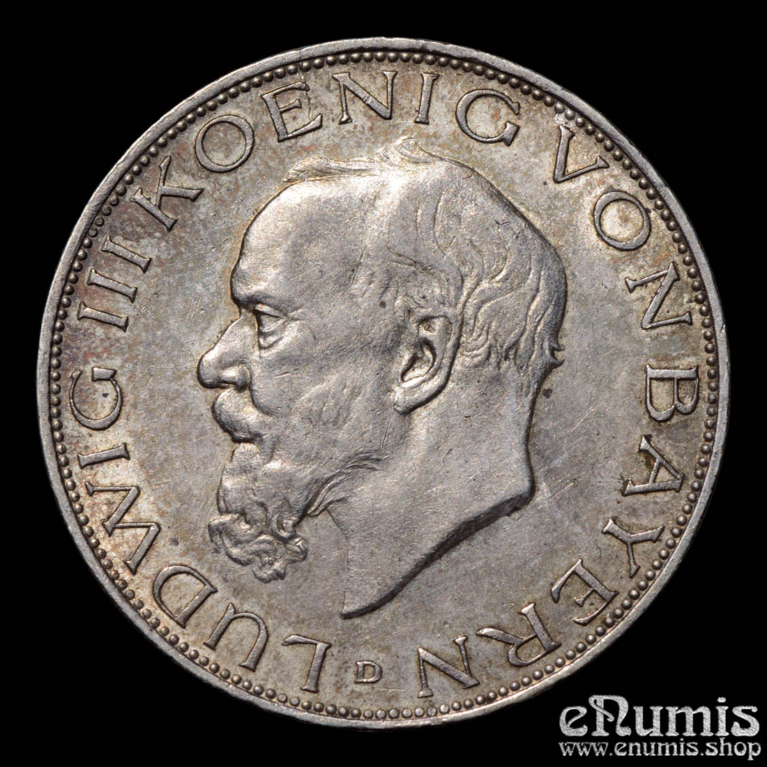 Germany, Bavaria, Ludwig III, 3 Mark 1914, XF-UNC
