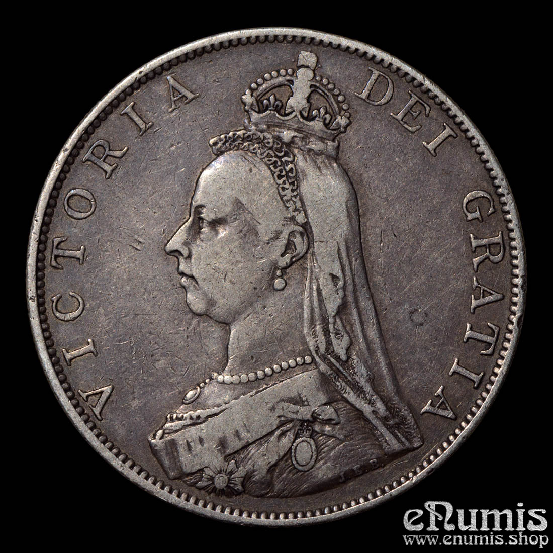 Great Britain, Victoria, Double Florin 1887, Arabic 1, Mule, Rare!, VF