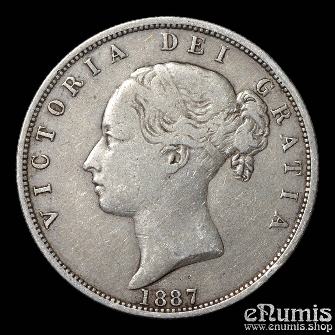 Great Britain, Victoria, Halfcrown 1887, Young Head, VF/VF+ Great Britain, Victoria, Halfcrown 1887, Young Head, VF/VF+