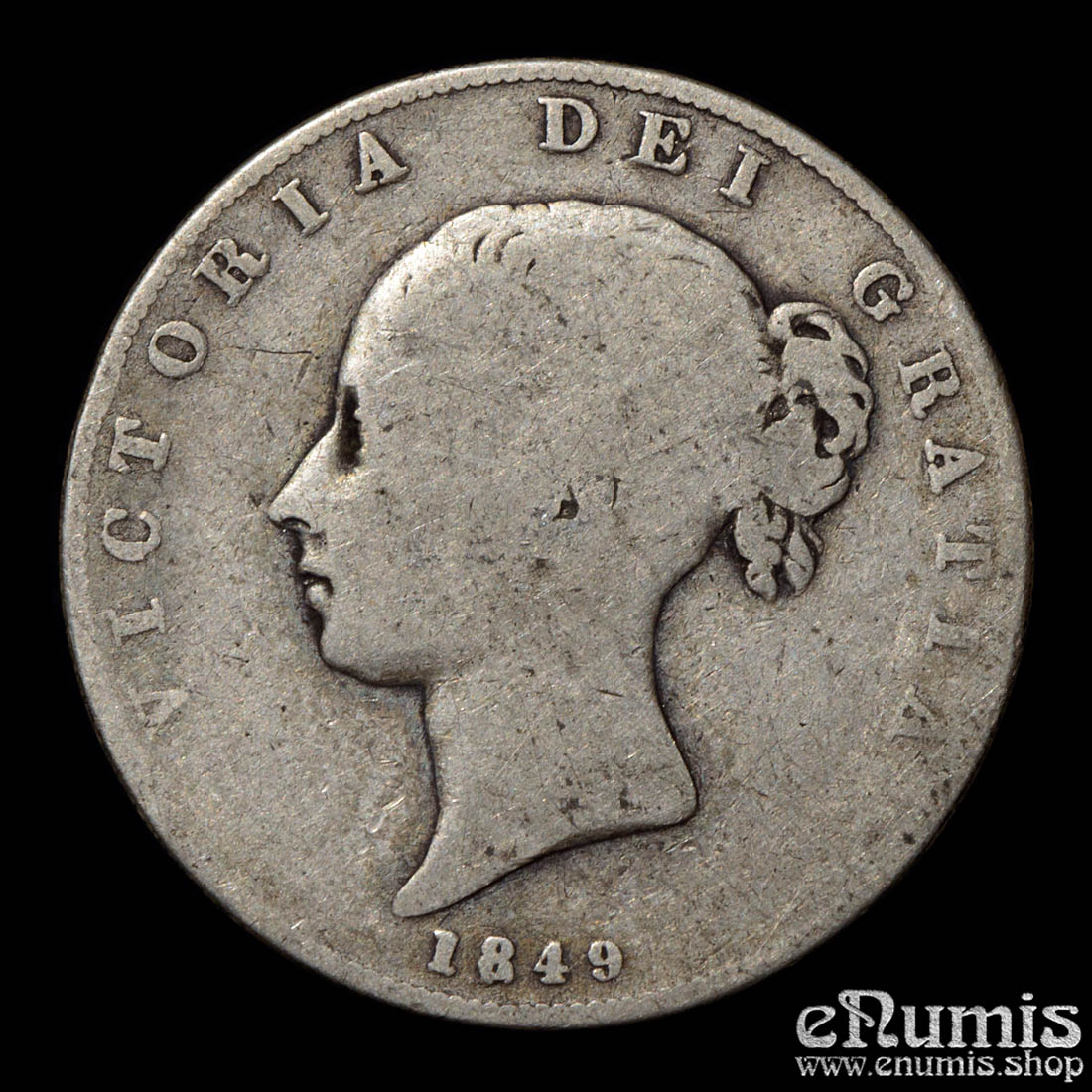 Great Britain, Victoria, Halfcrown 1849, Small date, Rare, Fine