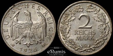Germany, Weimar Republic, 2 Mark 1926 G, Karlsruhe, UNC