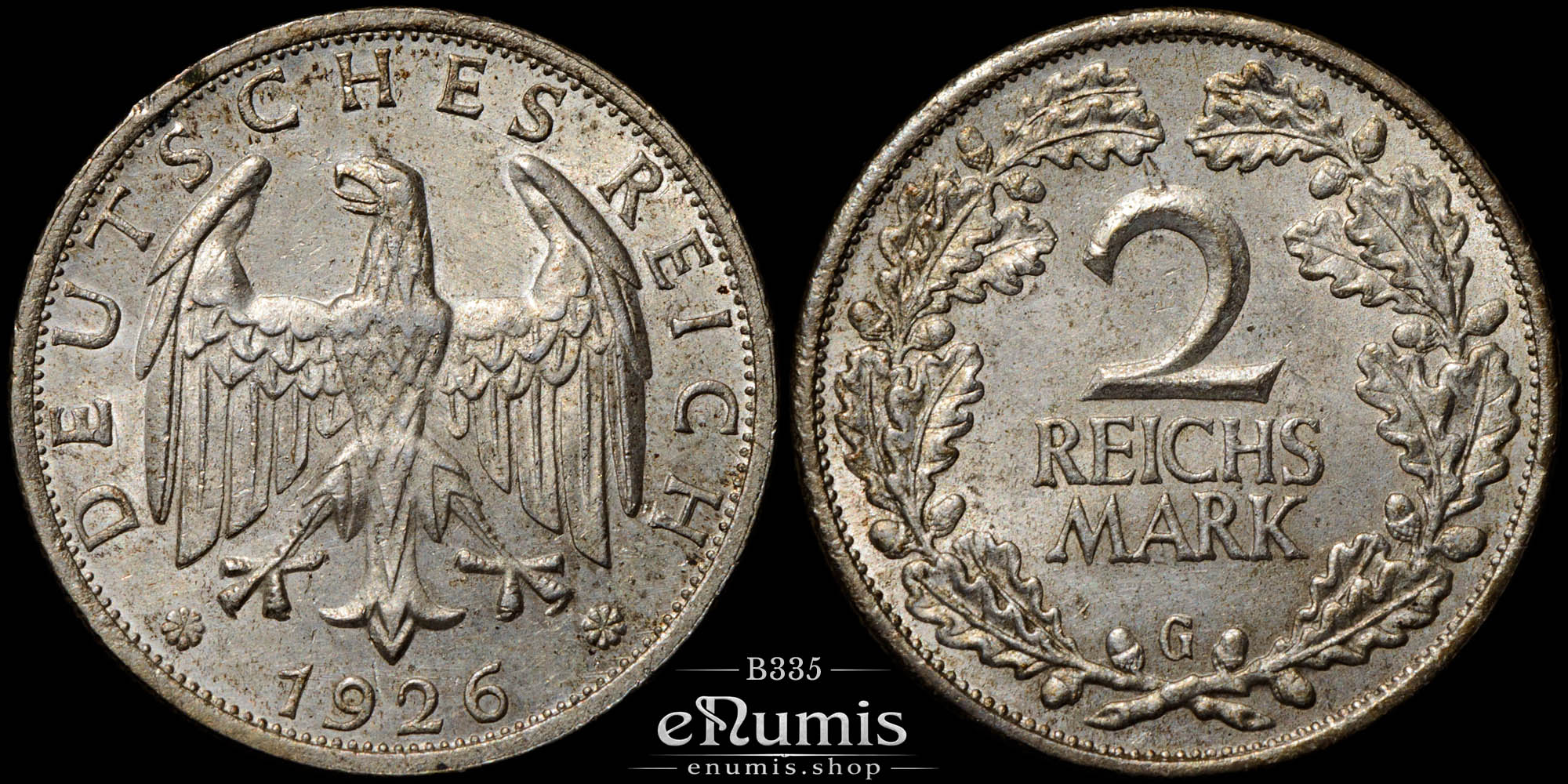 Germany, Weimar Republic, 2 Mark 1926 G, Karlsruhe, UNC