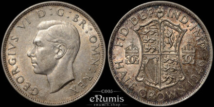 Great Britain, George VI, Halfcrown 1946, silver, toned, aUNC/UNC
