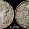 Germany, Third Reich, 2 Mark 1937 F, Stuttgart, Swastika, UNC