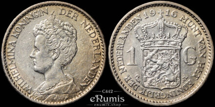 Netherlands, Wilhelmina, 1 Gulden 1916, XF+