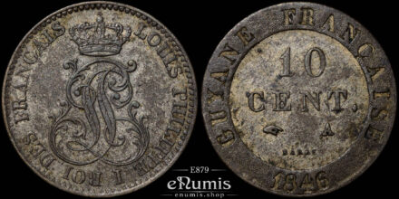 French Guiana, Louis Philippe, 10 Centimes 1846, XF