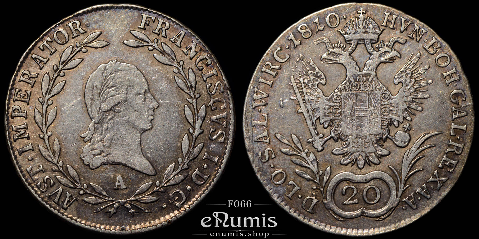 Austria, Franz I, 20 Kreuzer 1810 A, Vienna, XF+