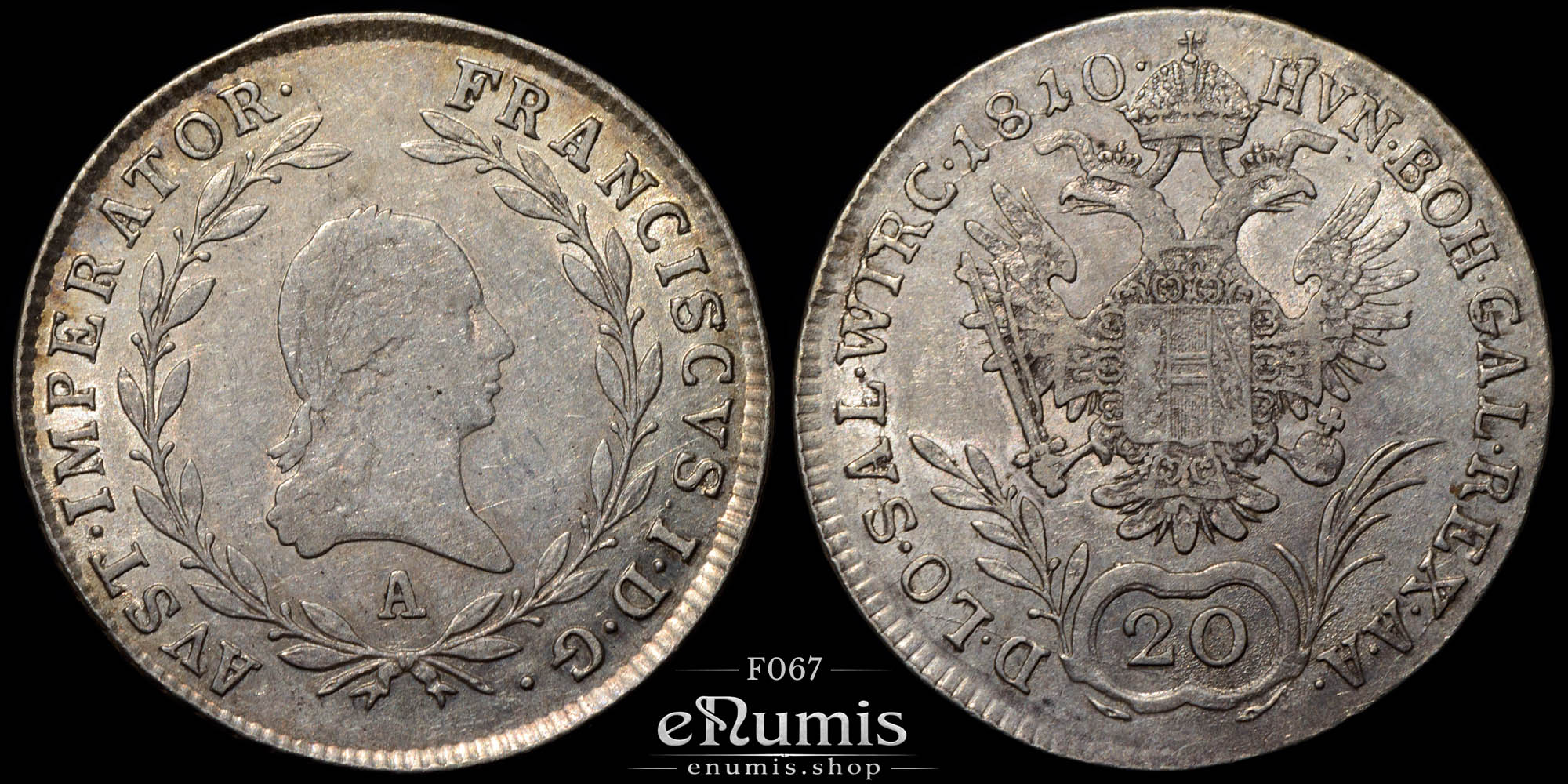 Austria, Franz I, 20 Kreuzer 1810 A, Vienna, XF Austria, Franz I, 20 Kreuzer 1810 A, Vienna, XF