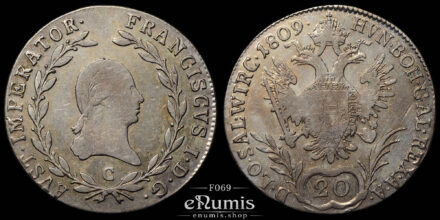 Austria, Franz I, 20 Kreuzer 1809 C, Prague, aXF
