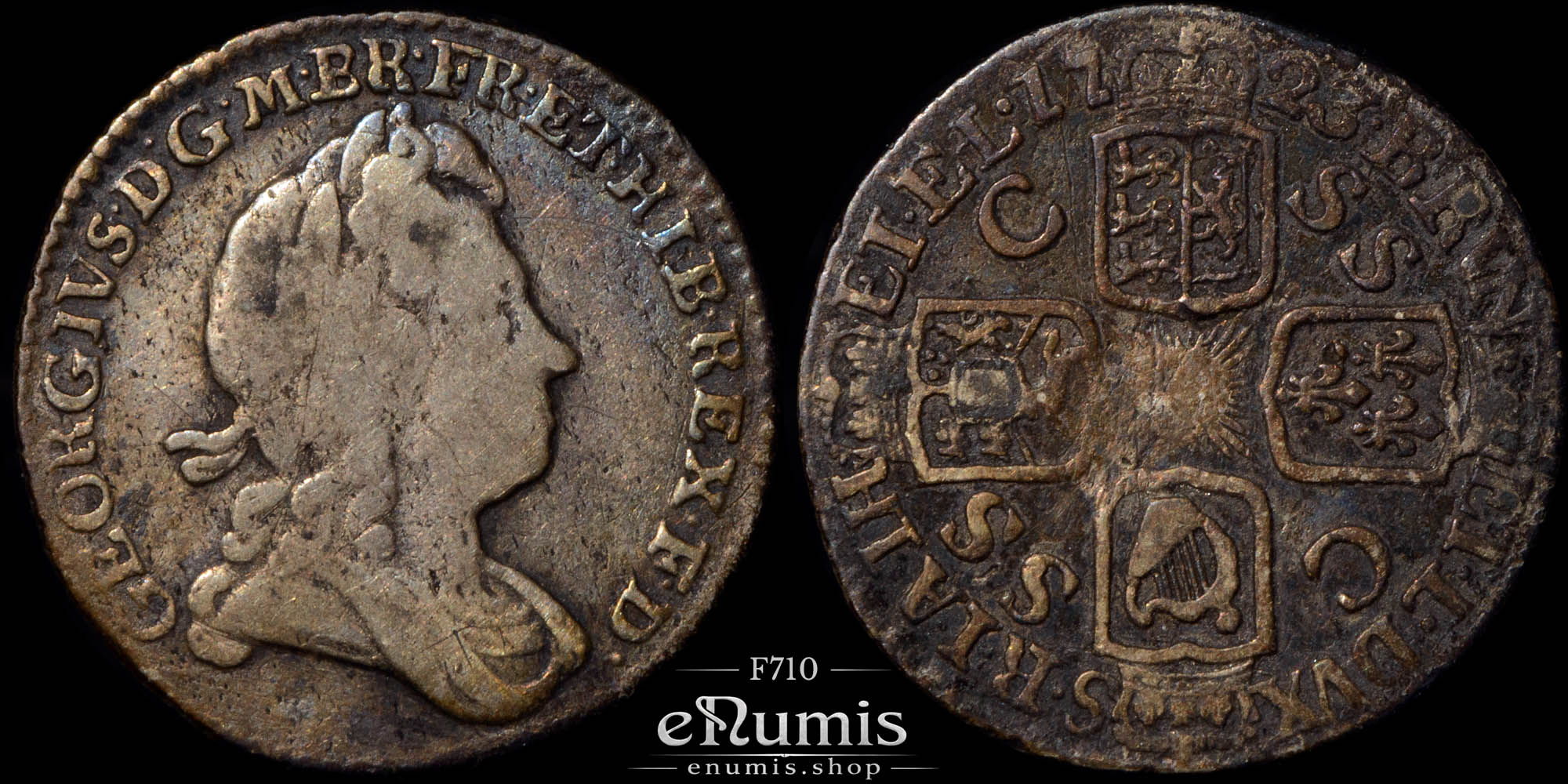 Great Britain, George I, 6 Pence 1723 SSC, Sixpence, aVF Great Britain, George I, 6 Pence 1723 SSC, Sixpence, aVF