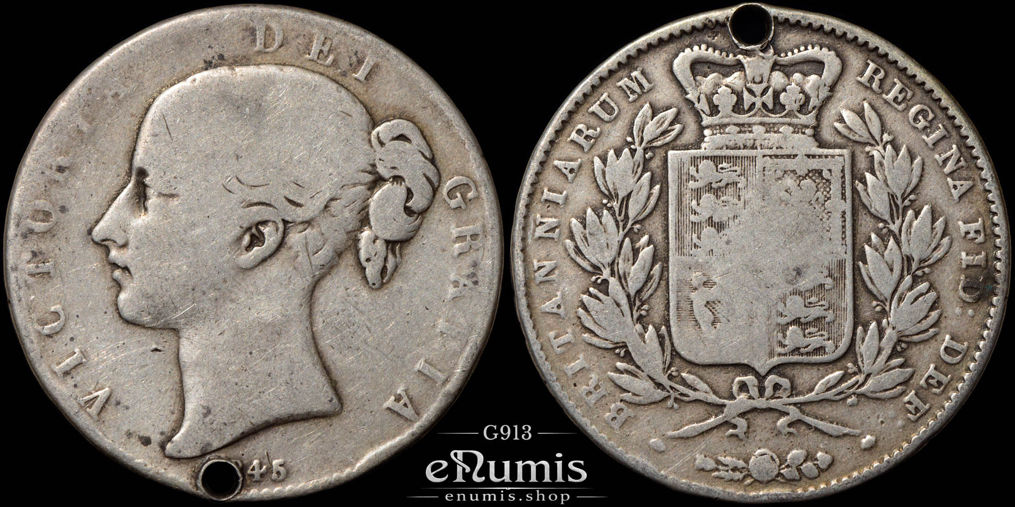 Great Britain, Victoria, Crown 1845, VIII, Cinquefoil, Fine
