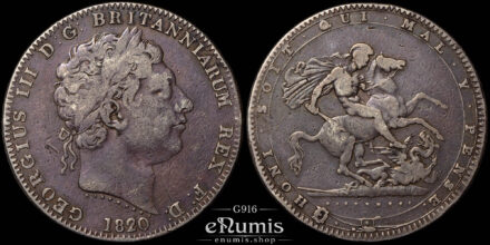 Great Britain, George III, Crown 1820, LX, aVF