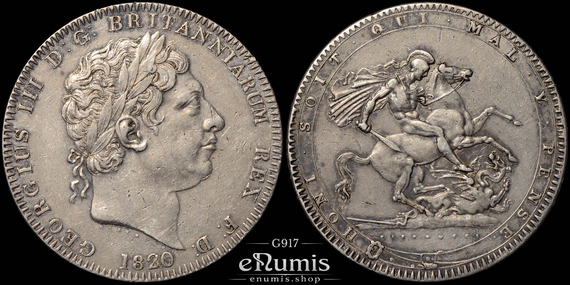 Great Britain, George III, Crown 1820, LX, XF