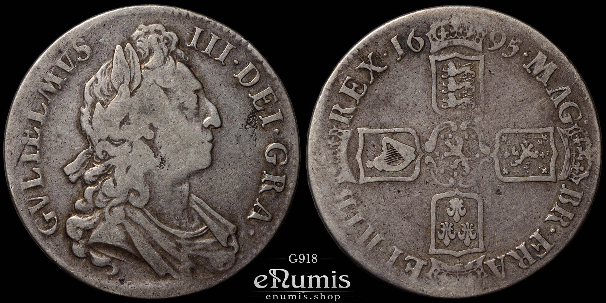 Great Britain, William III, Crown 1695, SEPTIMO, VF Great Britain, William III, Crown 1695, SEPTIMO, VF