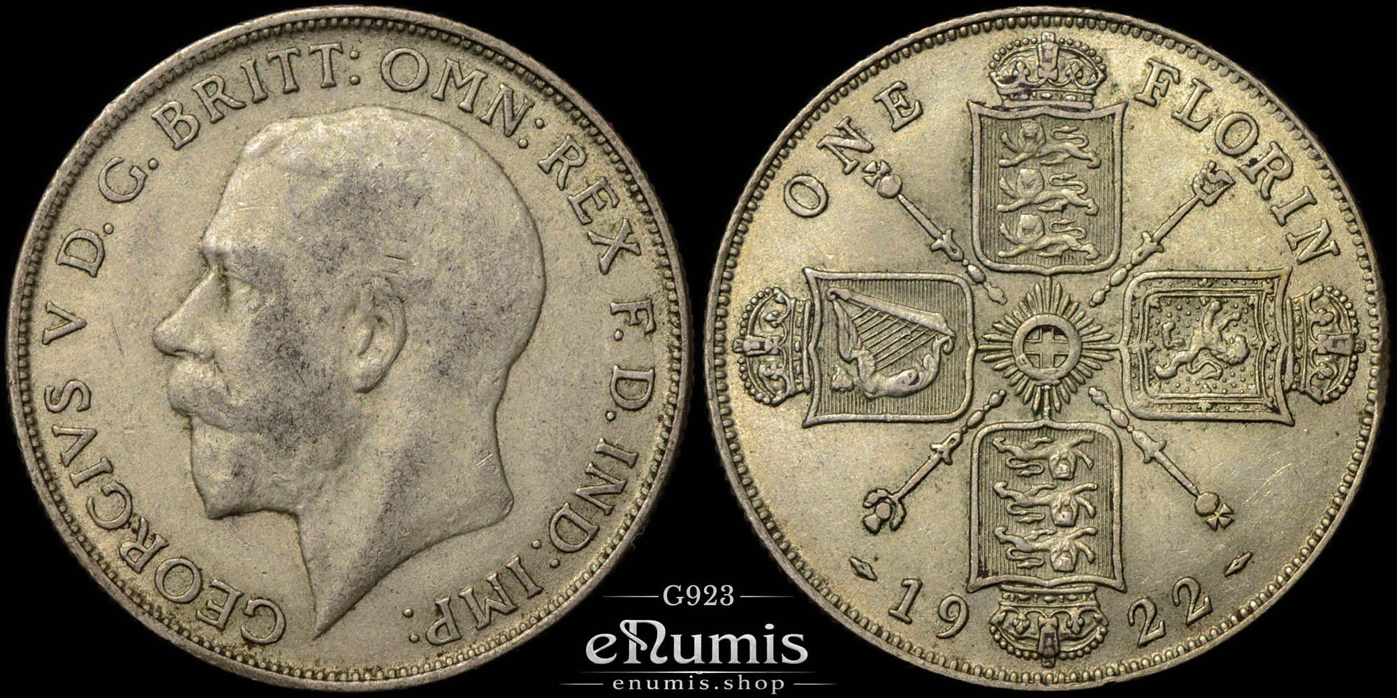 Great Britain, George V, Florin 1922, XF+