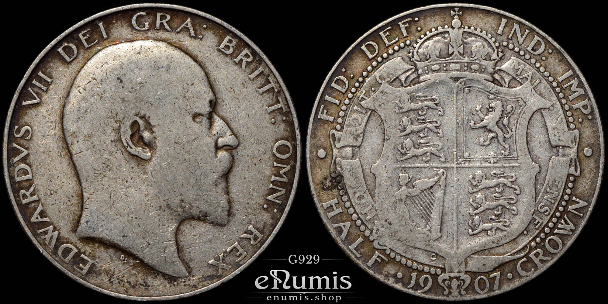 Great Britain, Edward VII, Halfcrown 1907, Scarce, aVF Great Britain, Edward VII, Halfcrown 1907, Scarce, aVF
