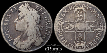 Great Britain, James II, Crown 1686, SECVNDO, Rare!, VF