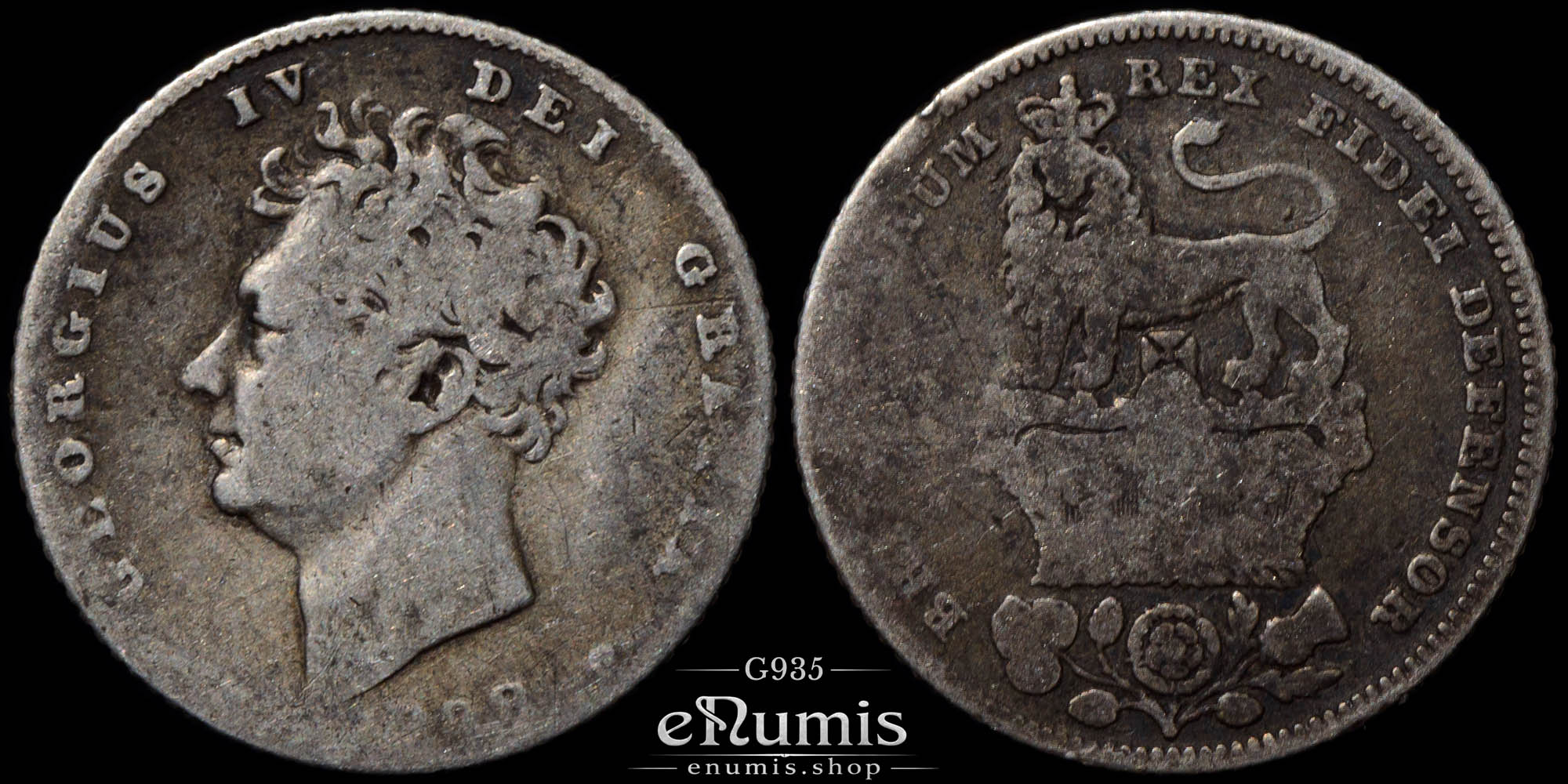 Great Britain, George IV, Sixpence 1828, Scarce, Fine Great Britain, George IV, Sixpence 1828, Scarce, Fine