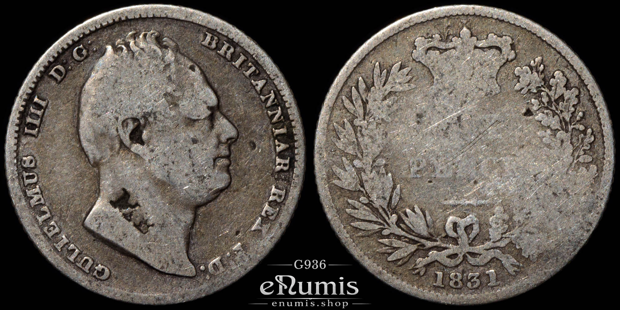 Great Britain, William IV, Sixpence 1831, Counterstamp MB, Fine