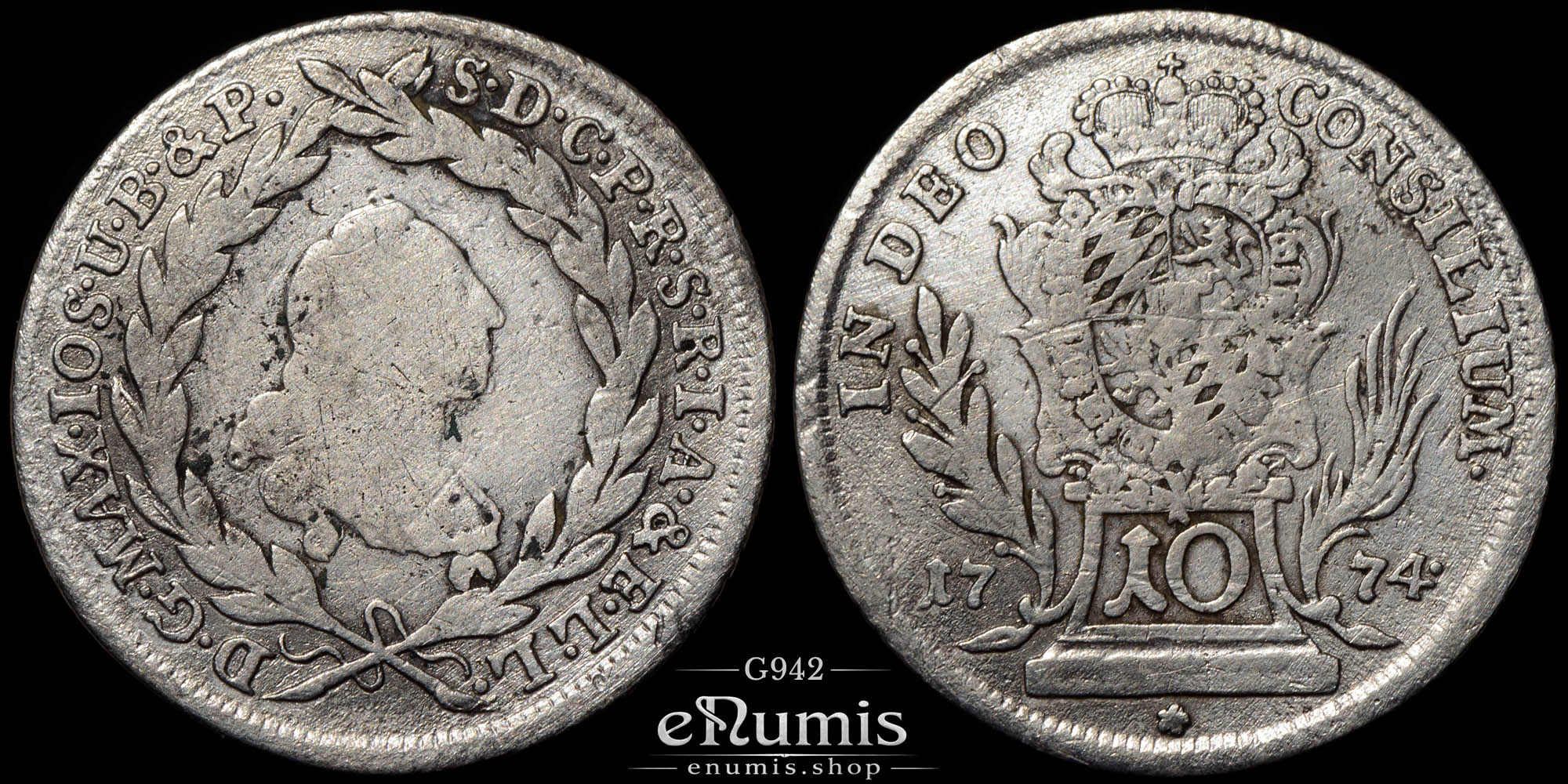 Germany, Bavaria, Maximilian III Joseph, 10 Kreuzer 1774, aVF
