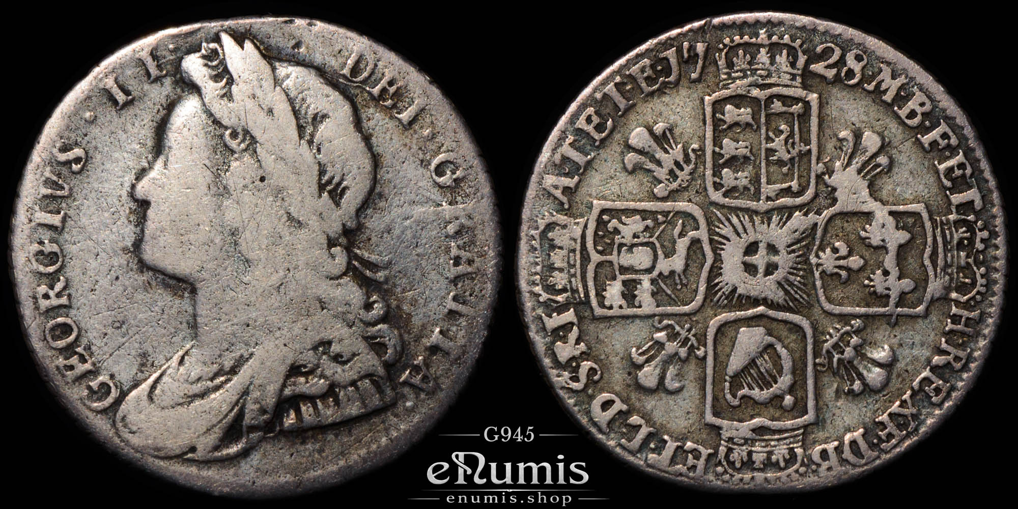 Great Britain, George II, Sixpence 1728, one year type, F-VF Great Britain, George II, Sixpence 1728, one year type, F-VF