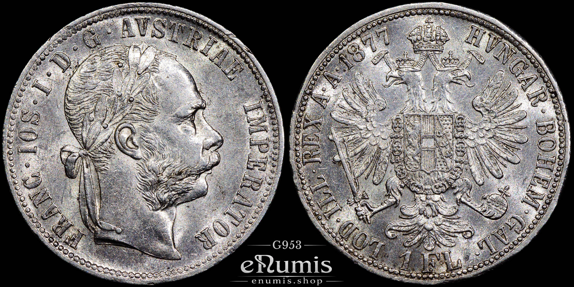 Austria, Franz Joseph I, 1 Florin Gulden 1877, aUNC
