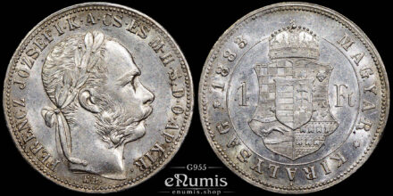 Hungary, Franz Joseph I, 1 Forint 1883, aUNC
