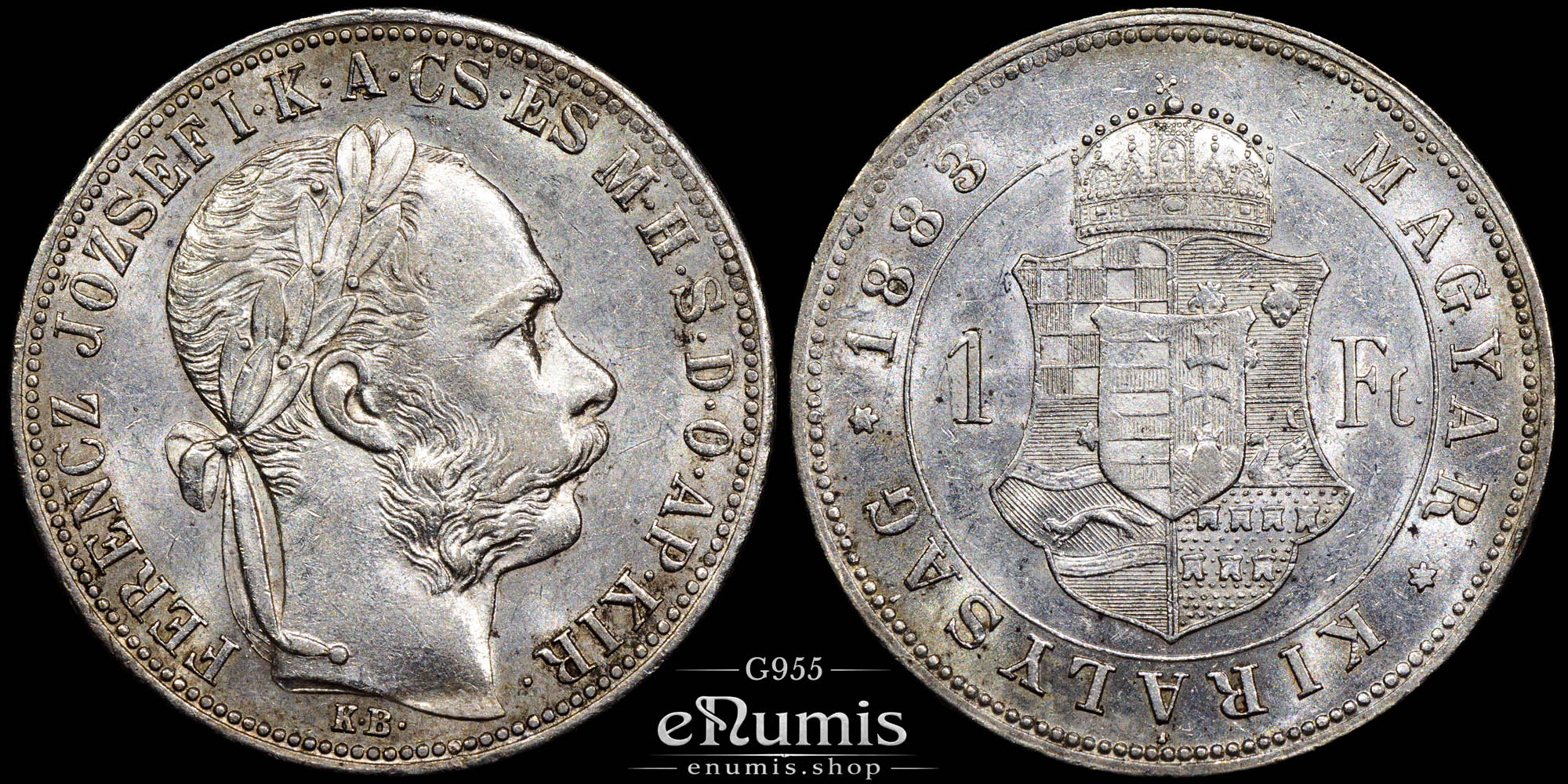 Hungary, Franz Joseph I, 1 Forint 1883, aUNC Hungary, Franz Joseph I, 1 Forint 1883, aUNC