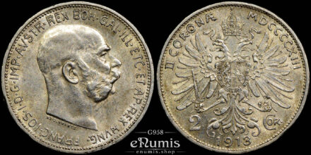 Austria, Franz Joseph I, 2 Corona 1913, aUNC