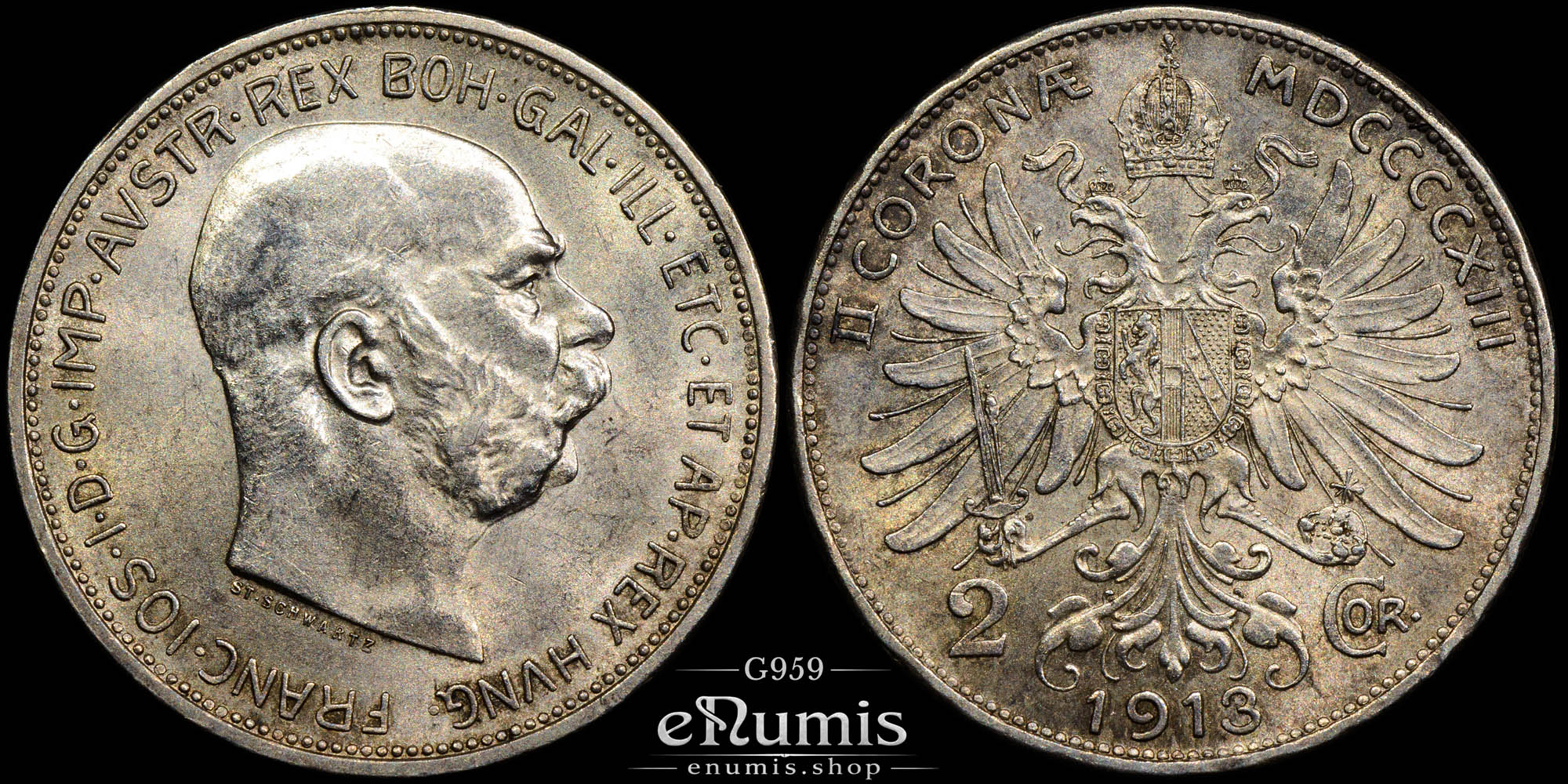 Austria, Franz Joseph I, 2 Corona 1913, UNC Austria, Franz Joseph I, 2 Corona 1913, UNC