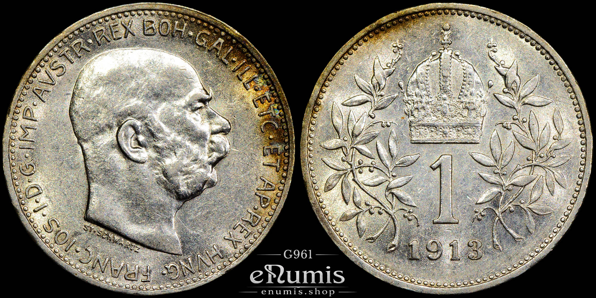 Austria, Franz Joseph I, 1 Corona 1913, aUNC
