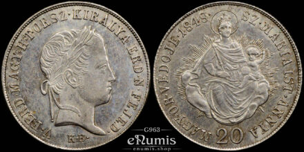 Austria, Hungary, Ferdinand I, 20 Kreuzer 1848 KB, Kremnitz, Prooflike, aUNC