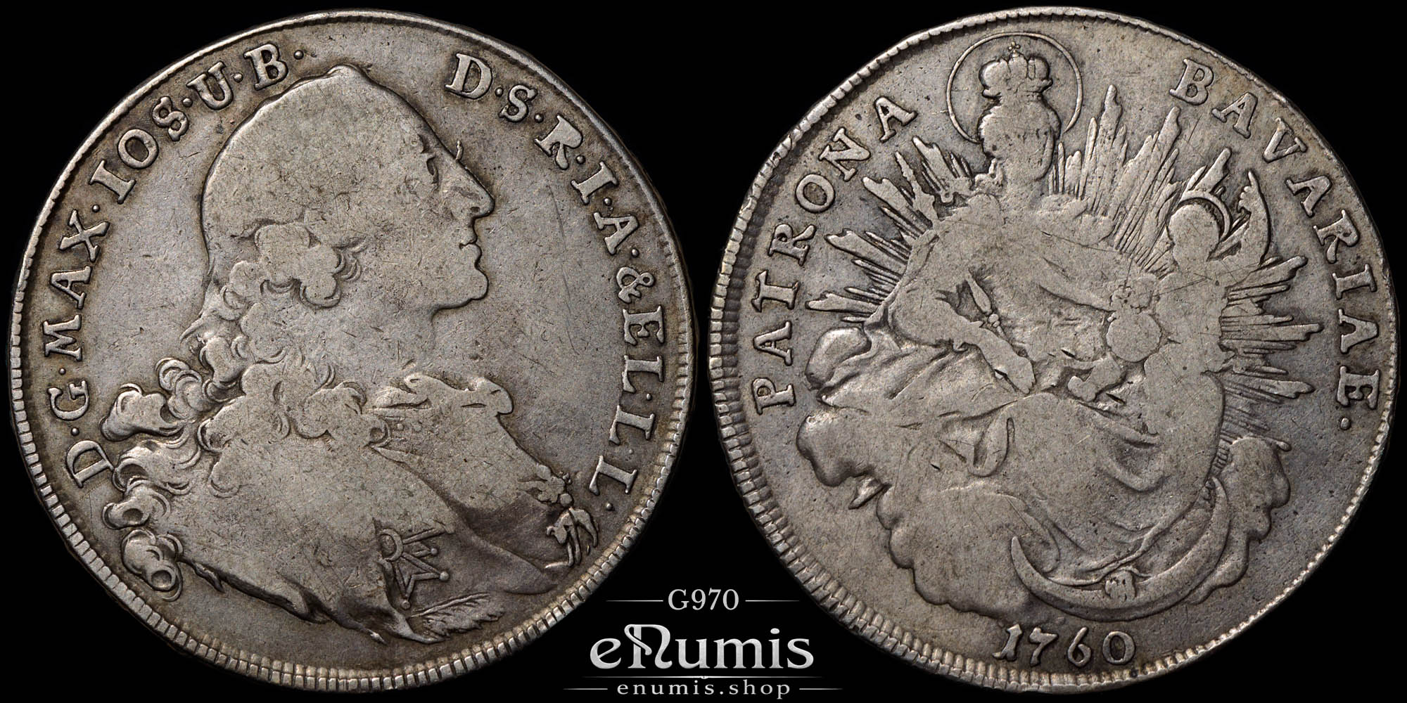 Germany, Bavaria, Maximilian III Joseph, Taler 1760, Madonna, VF