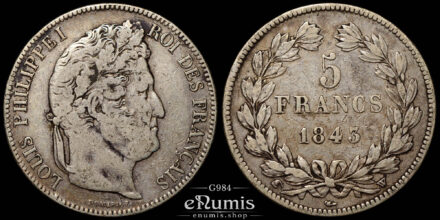 France, Louis Philippe, 5 Francs 1843 W, Lille, VF