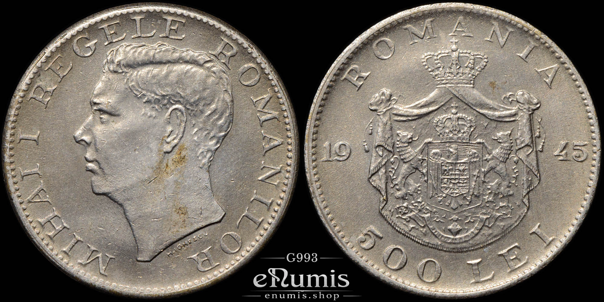 Romania, Mihai I, 500 Lei 1945, aUNC Romania, Mihai I, 500 Lei 1945, aUNC