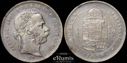 Hungary, Franz Joseph I, 1 Forint 1876, better year, aXF