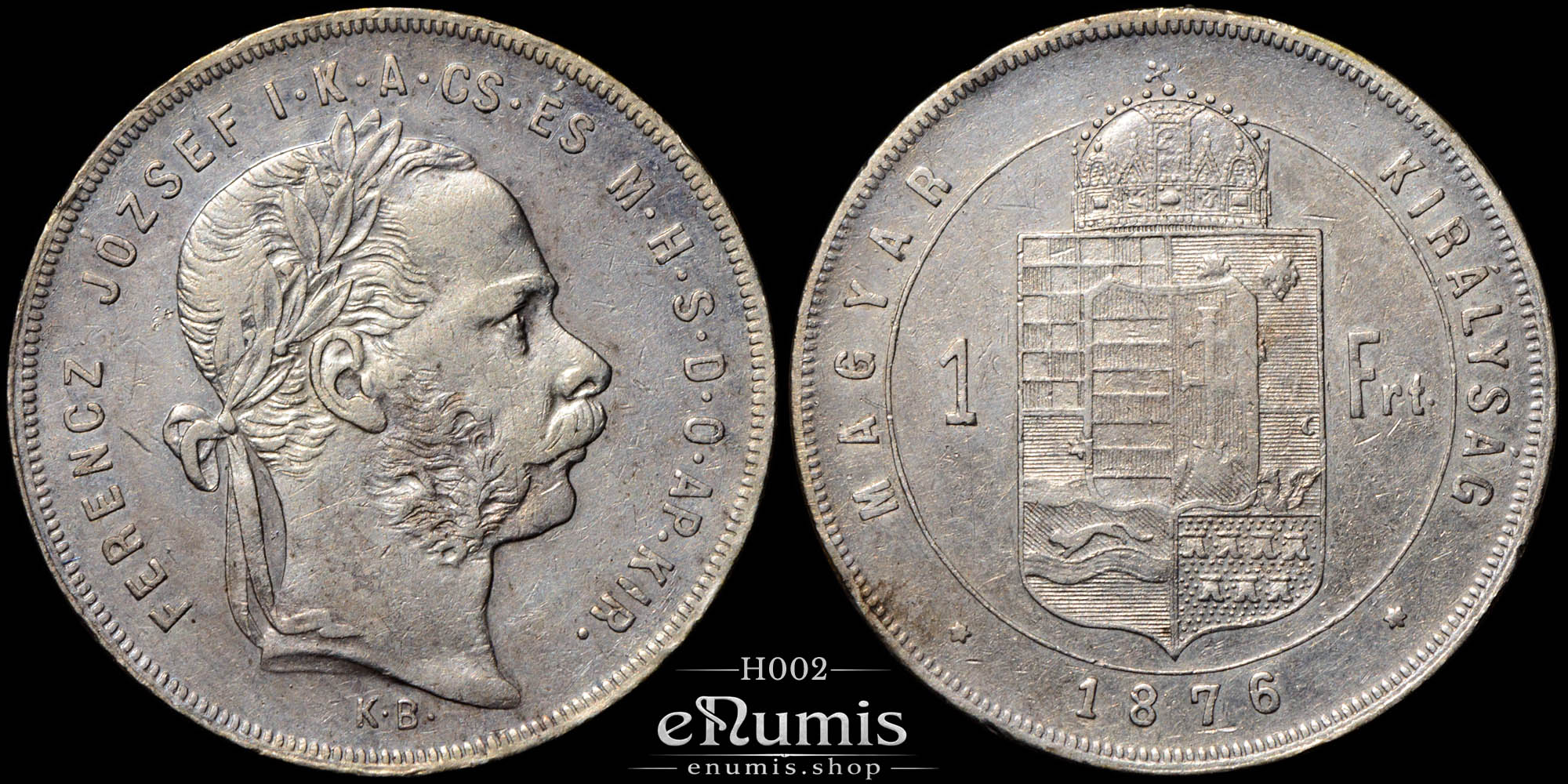 Hungary, Franz Joseph I, 1 Forint 1876, better year, aXF