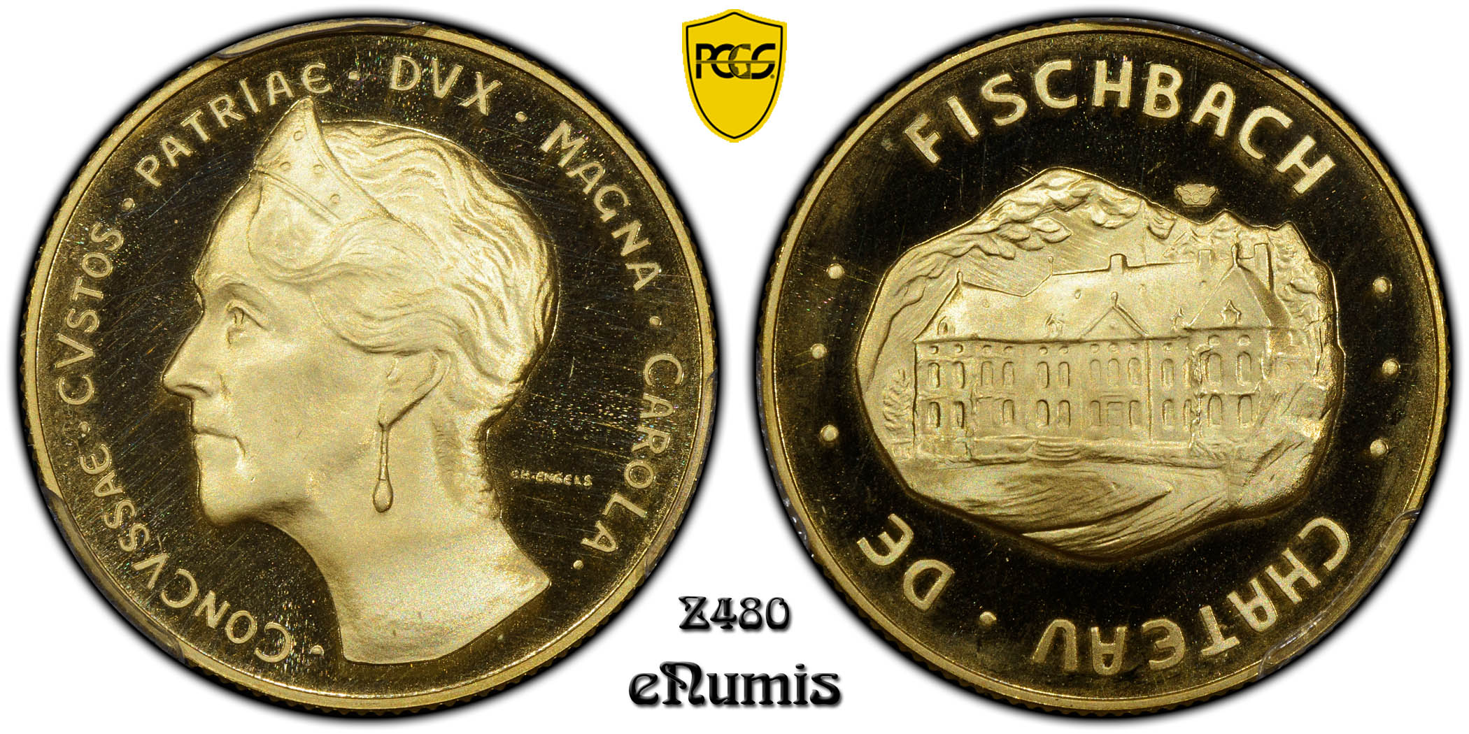 Luxembourg, 40 Francs 1976, Château de Fischbach, Top Pop, PCGS PR 68 DEEP CAMEO