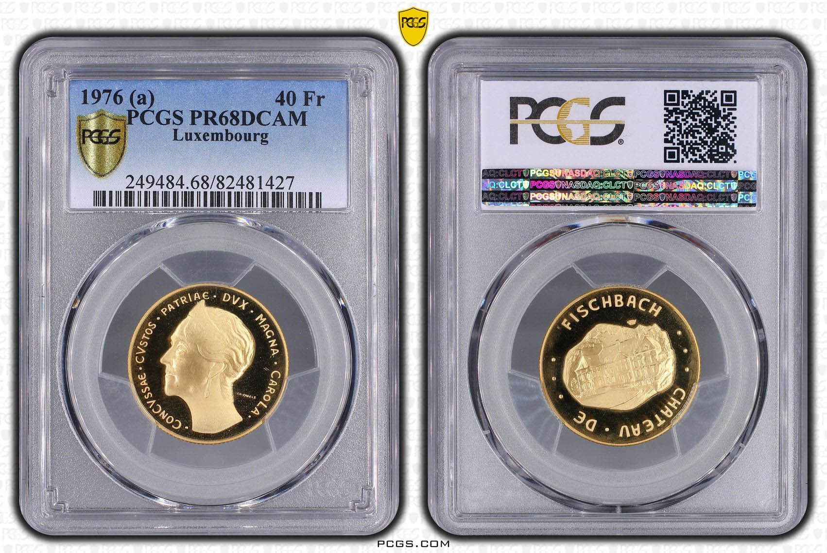 Luxembourg, 40 Francs 1976, Château de Fischbach, Top Pop, PCGS PR 68 DEEP CAMEO