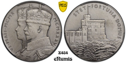 Great Britain, George V, Huge Silver Medal 1935, Matte, Top Pop, PCGS SP 66