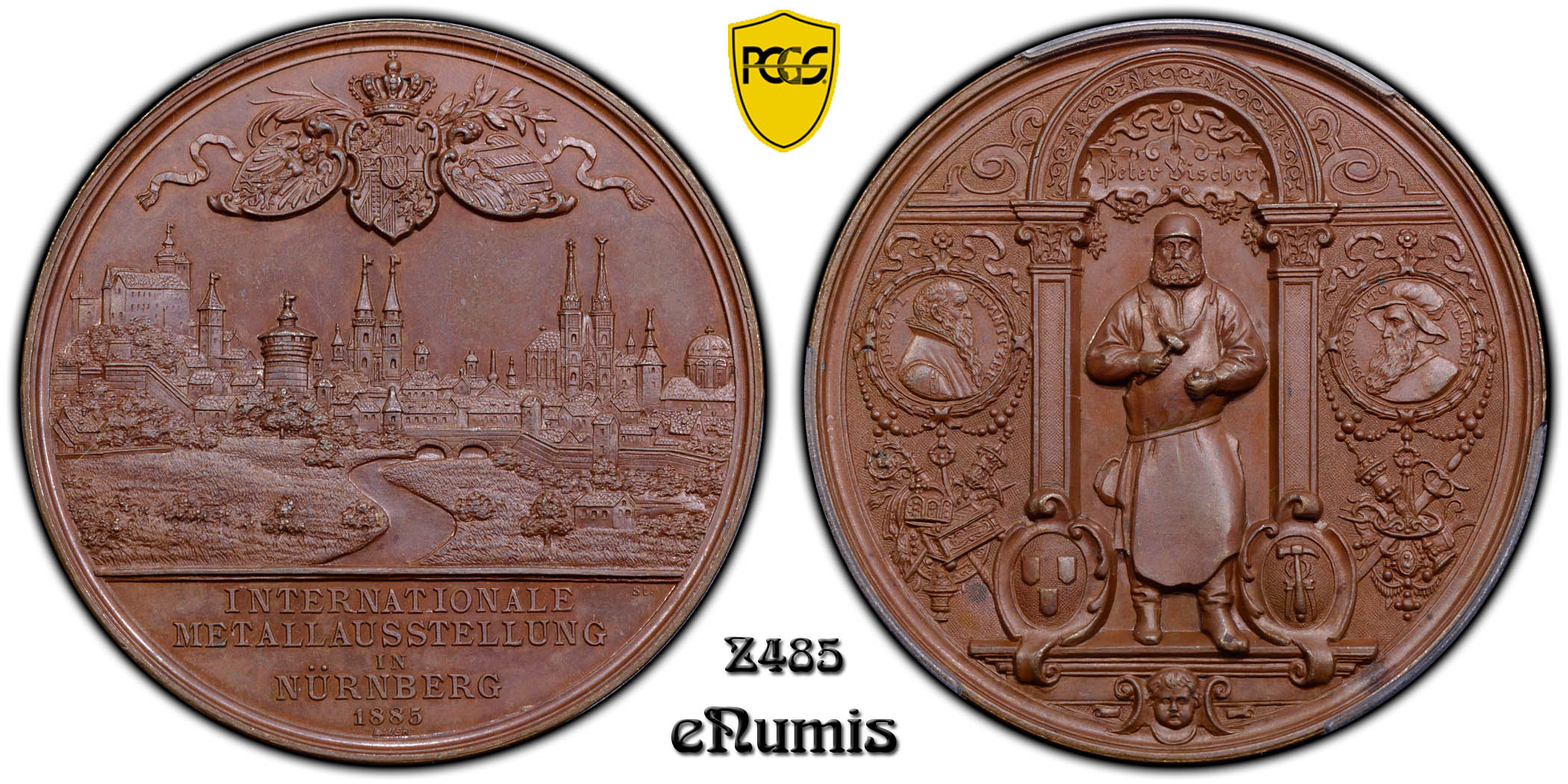 Germany, Nurnberg, Bronze Medal 1885, Metal Exhibition, PCGS SP 64