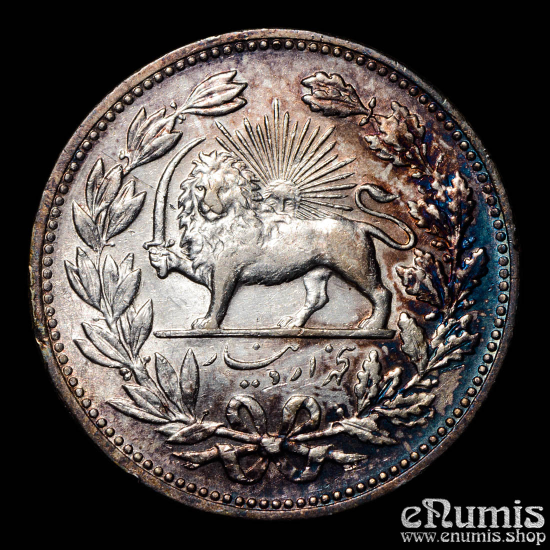 Persia, 5000 Dinars (5 Kran) AH1320 1902, aUNC