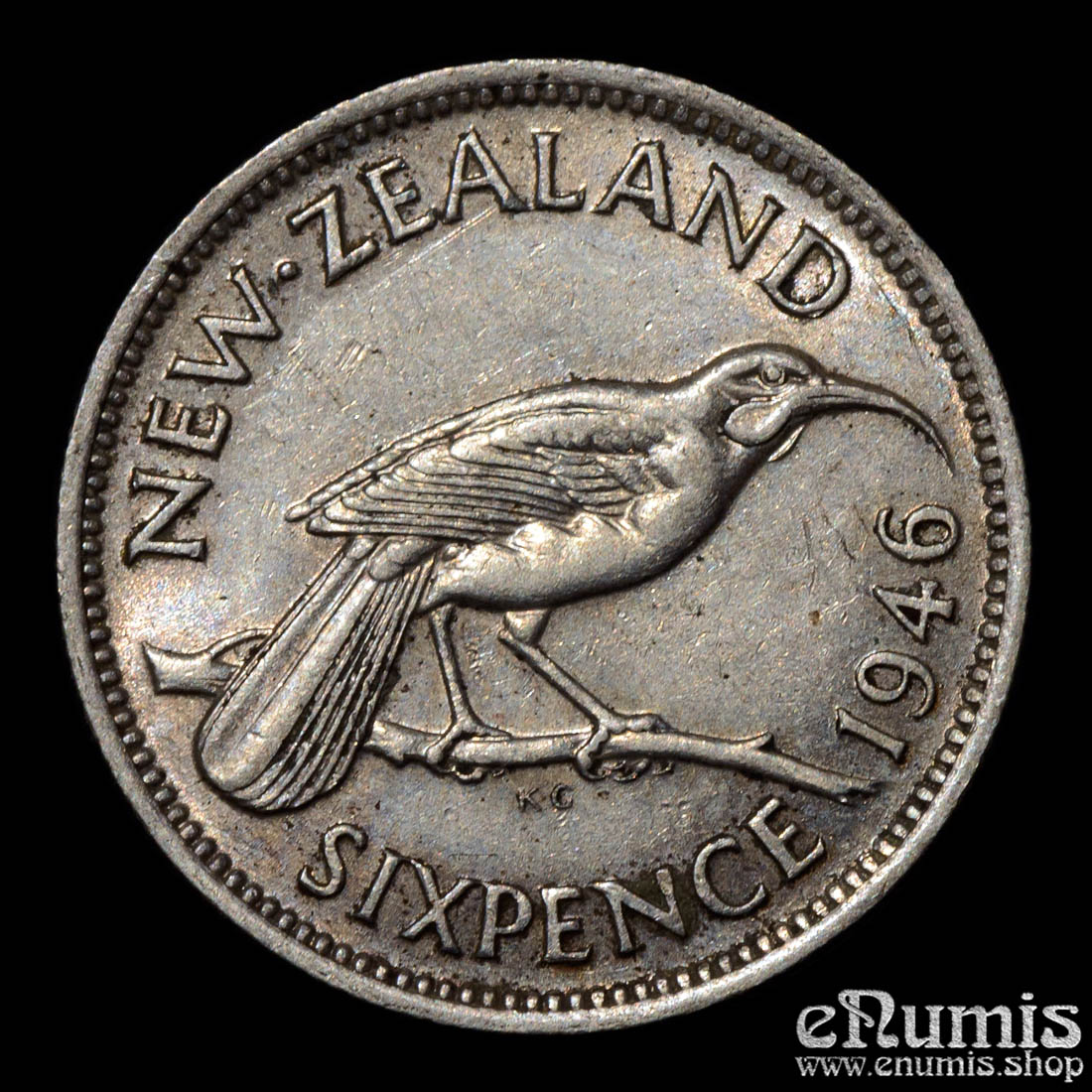 NEW ZEALAND, George VI, 6 Pence 1946, aUNC