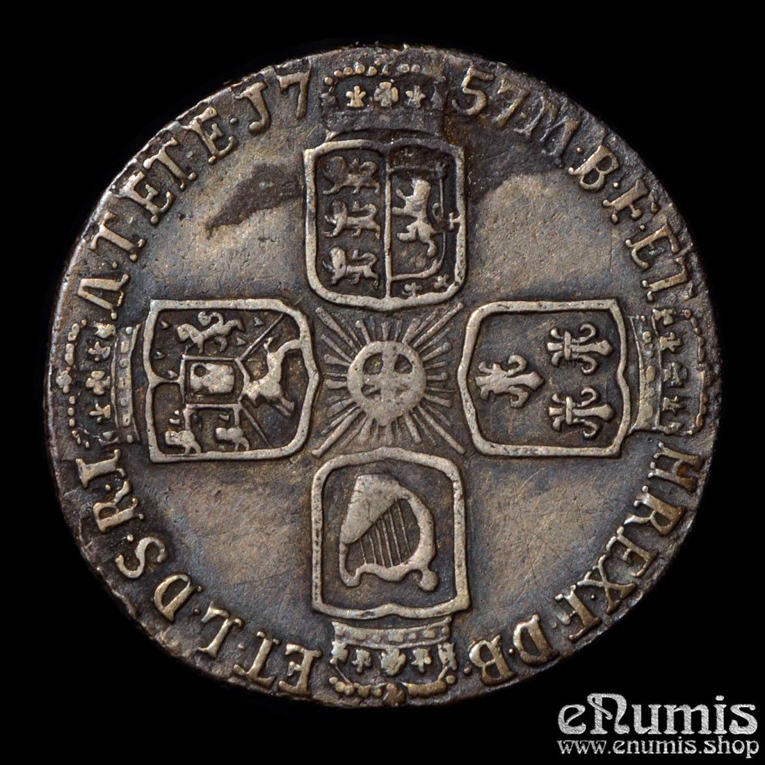 Great Britain, George II, Sixpence 1757, VF+