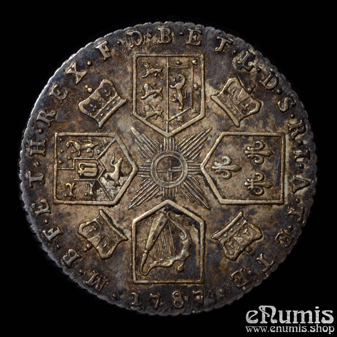 Great Britain, George III, Sixpence 1787, with hearts, scarce type, XF